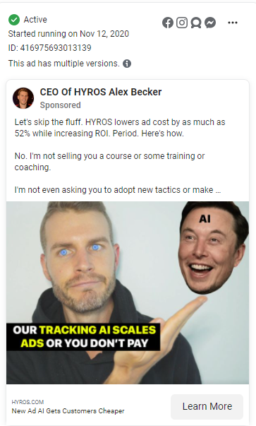 Becker Facebook ad since 18 months